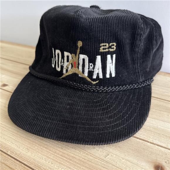 Vintage 90s Corduroy Snapback Hat Black 23 Chicago Number 23 Unbranded Rare main image 5